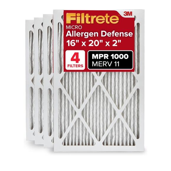 Filtrete 16x20x2 AC Furnace Air Filter MERV 11 MPR 1000 Allergen Defense 4 Pack - Picture 1 of 3